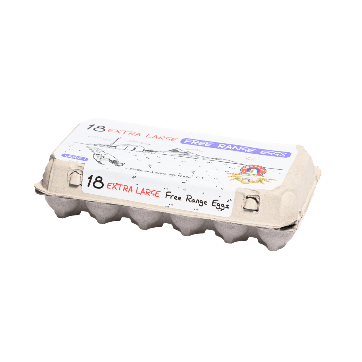 18 XL TopLay Free Range Label