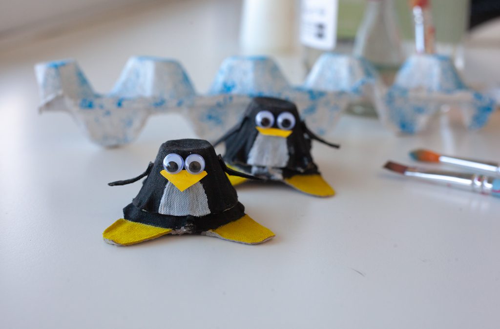 Egg carton penguins